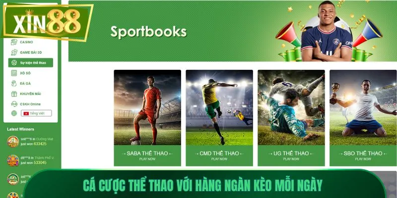 xin88 6 Cá cược thể thao với hàng ngàn kèo mỗi ngày